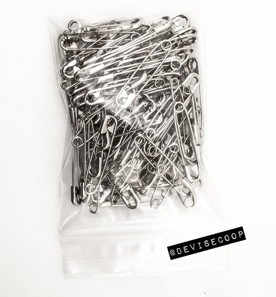 Nickel Plated Safety Pins 1.5" or 2" - 100 ct
